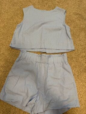 a new day Light Blue Cropped Tank Top